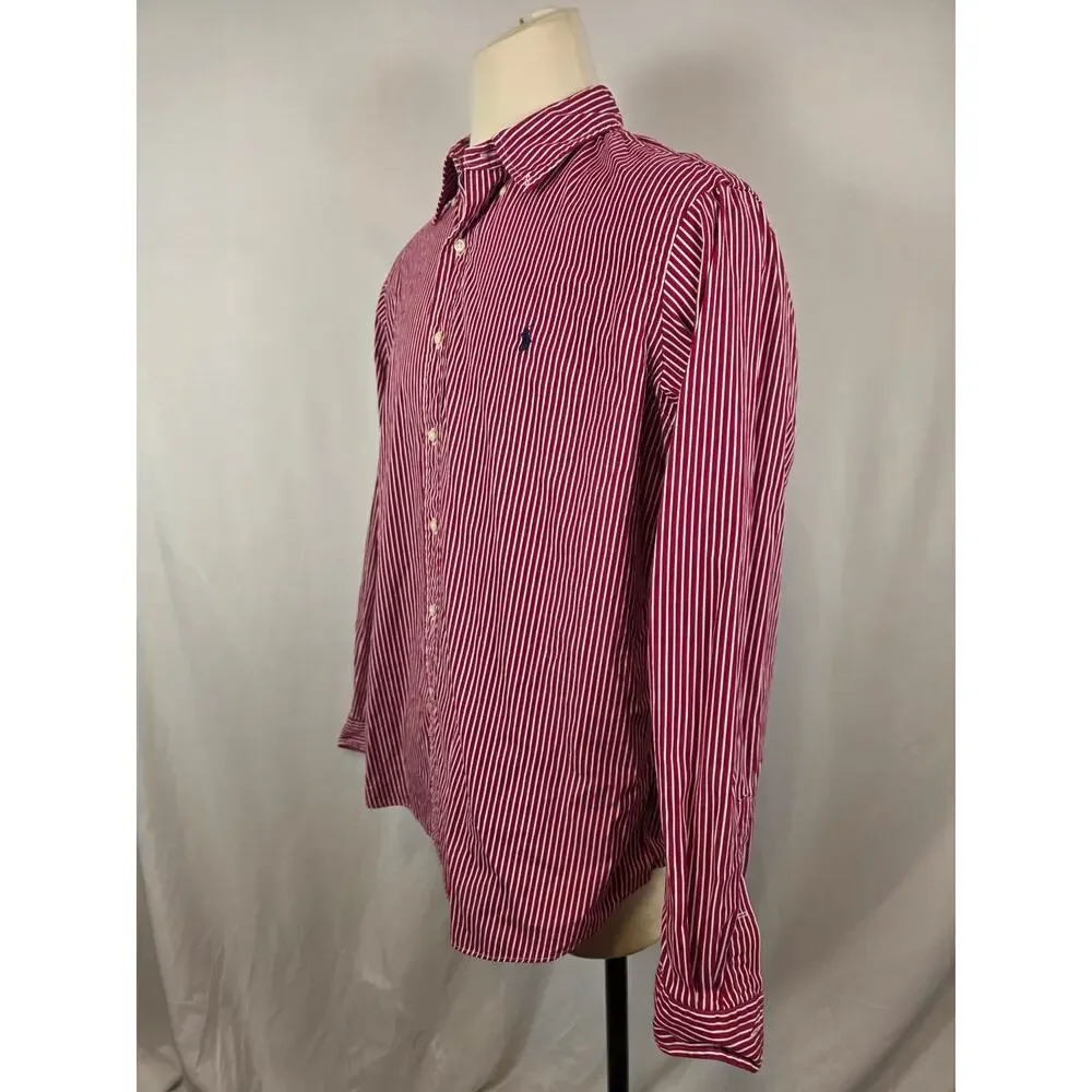 Polo Ralph Lauren Custom Fit Button Shirt Red White Stripe Men's XXL